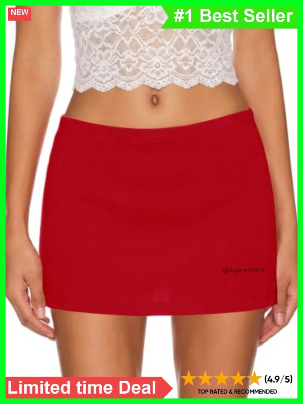 Cotton Blend Low Rise Mini Skort with Built-in Shorts Side Slit Y2K
